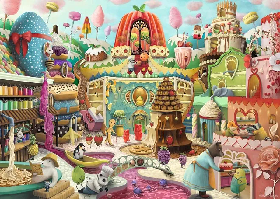 Ravensburger Sweet Street 1000 Piece by Artist Demelsa Puzzle | Unique Piece Design | Softclick Technology | Ideal Gift for Puzzle Enthusiasts