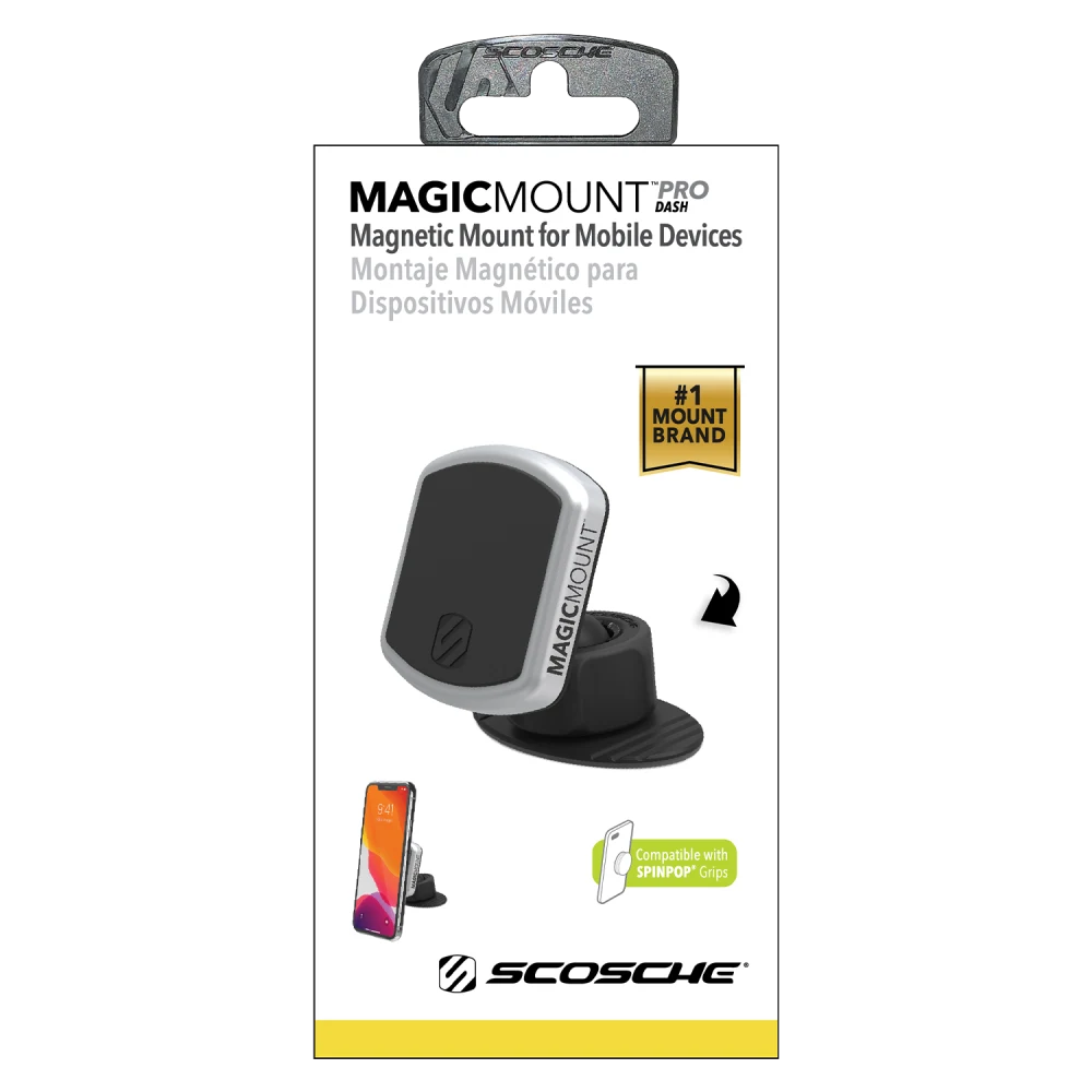 Scosche - MagicMount Pro Dash Mount for PopSockets - Black and Silver
