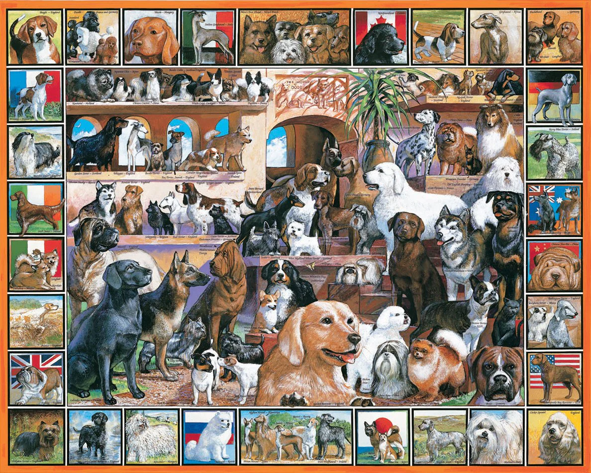 White Mountain Puzzles World of Dogs - 1000 Piece Jigsaw Puzzle