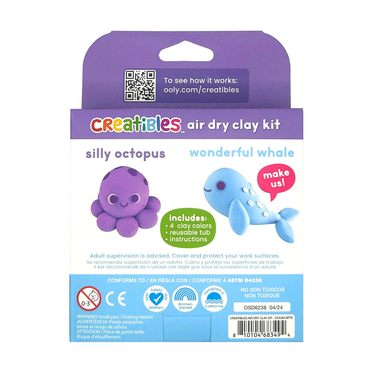 OOLY - Creatibles: Air Dry Clay BFFs Kit - Ocean Pals (Set of 4 Col