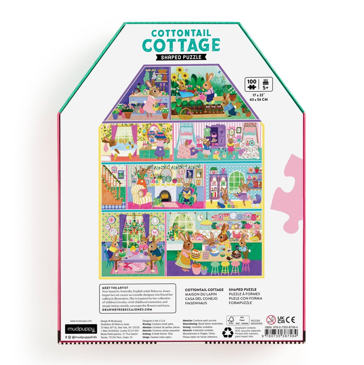 Mudpuppy - Cottontail Cottage 100 Piece House-shaped Puzzle