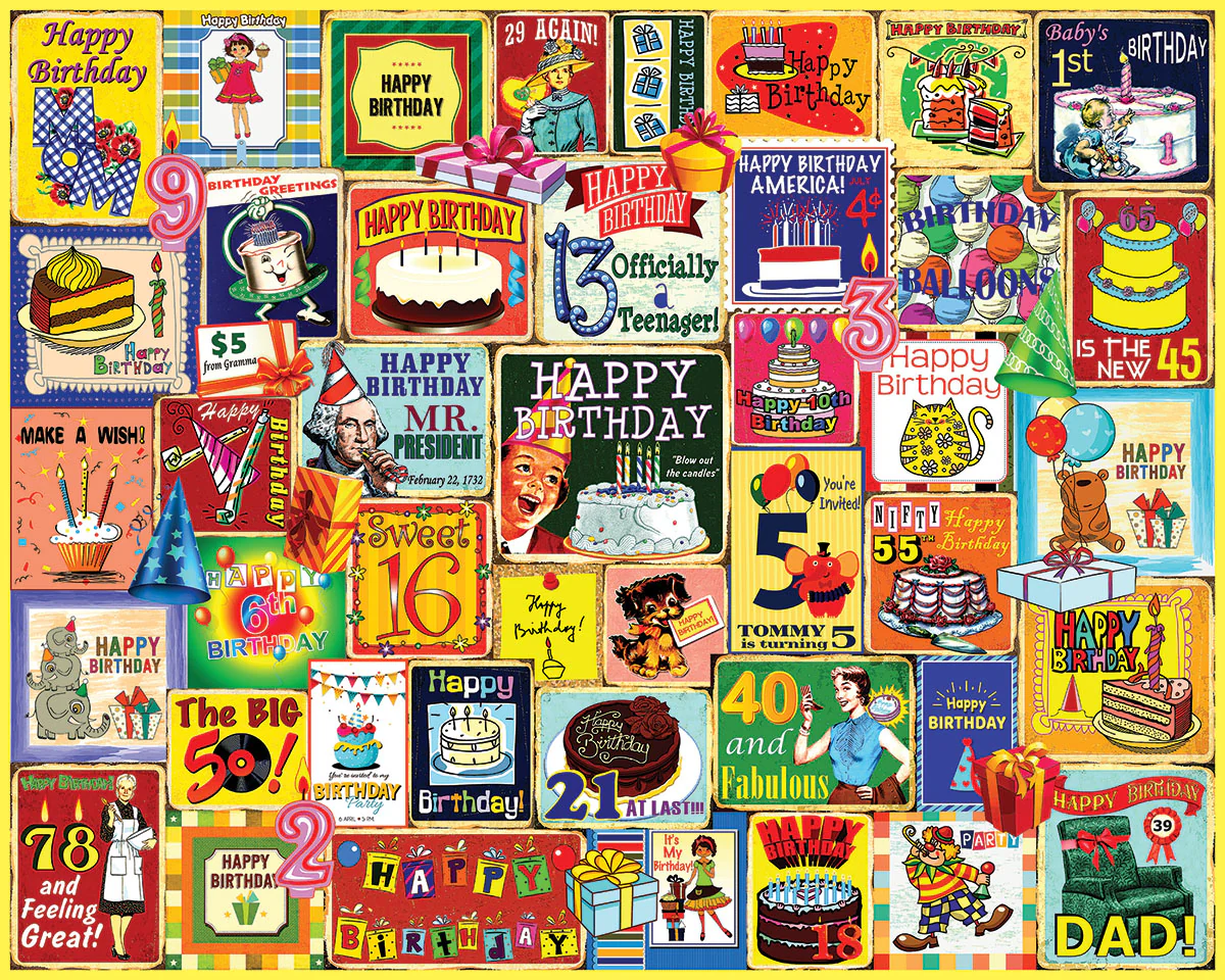 White Mountain Puzzles - Happy Birthday - 1000 Piece Jigsaw Puzzle