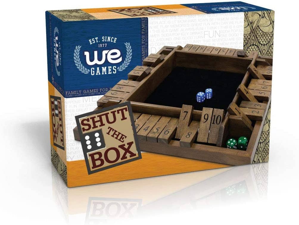 Wood Expressions - 4 Player Shut The Box dice Game – 8 inches – Travel Size