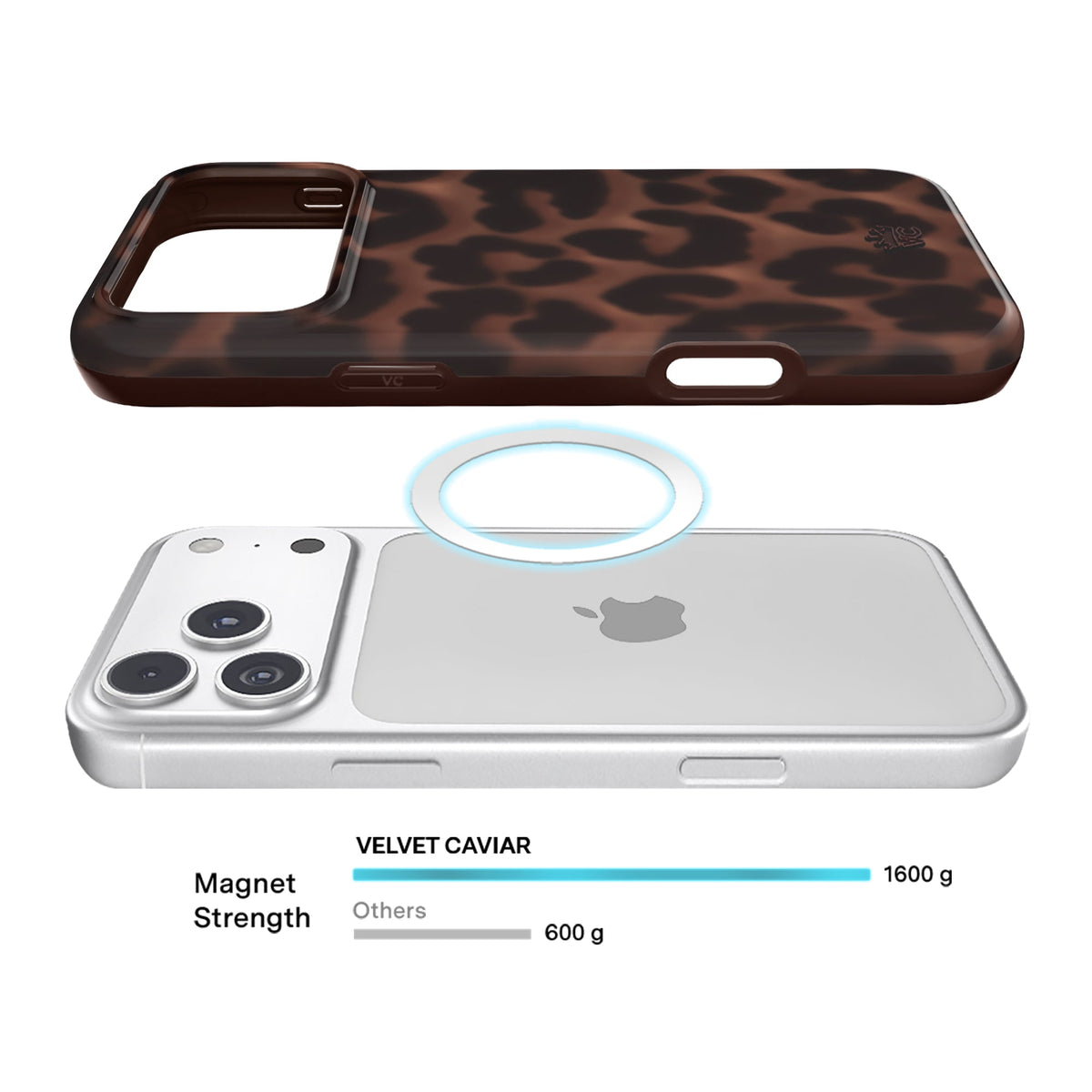 VELVET CAVIAR MagSafe Case for Apple iPhone 18 Pro Max / 17 Pro Max, It Girl Leopard, detail view