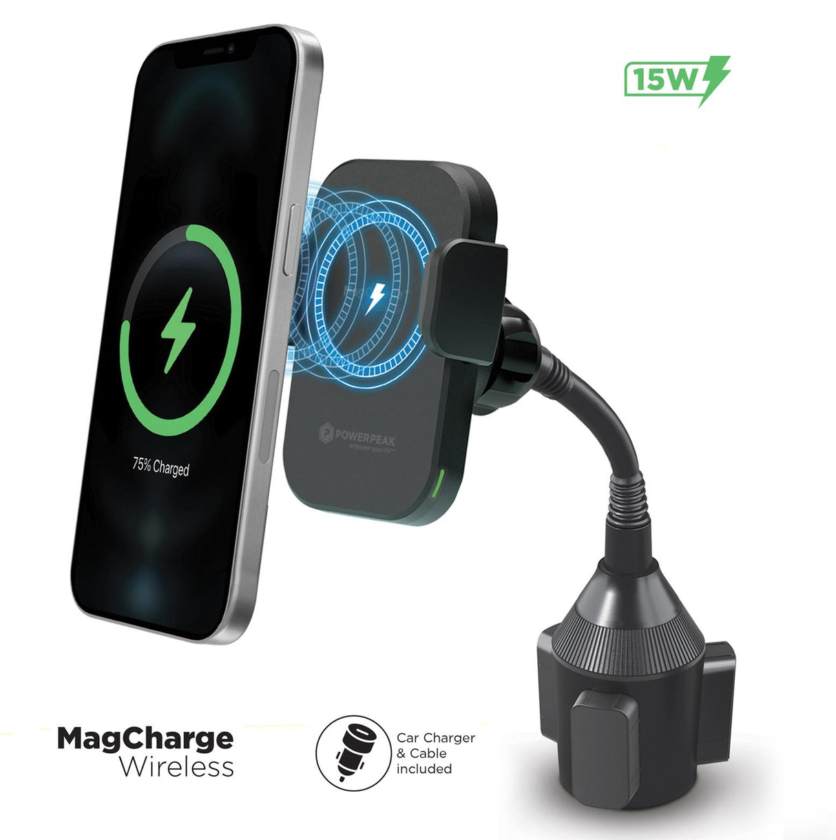 15W WIRELESS MAGCHARGE CAR CUP MOUNT HOLDER WITH MAGNETIC AU