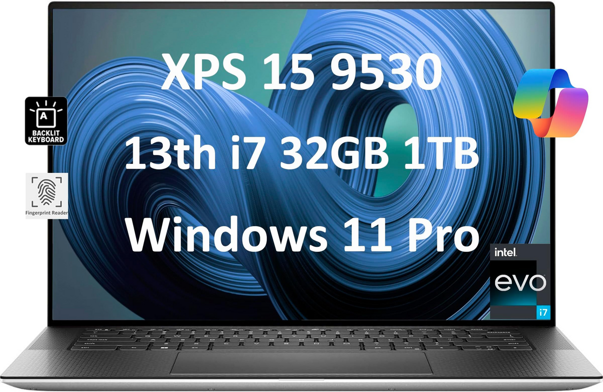 Dell XPS 15 9530 Business Laptop, Intel 10-Core i7-13620H (Beat i9-12900H), 32GB DDR5 RAM, 1TB SSD, 15.6" FHD+ IPS 500nits, Backlit,Thunderbolt 4, 18-Hr Battery Life, Win 11 Pro w/AI Copilot, Silver