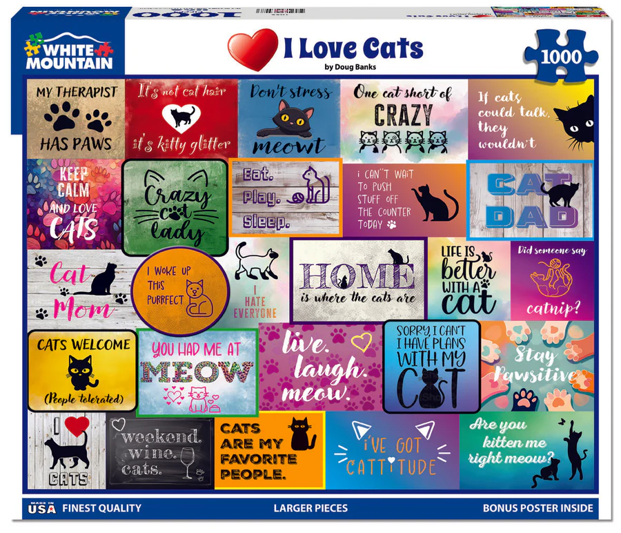 White Mountain Puzzles - I Love Cats - 1000 Piece Jigsaw Puzzle