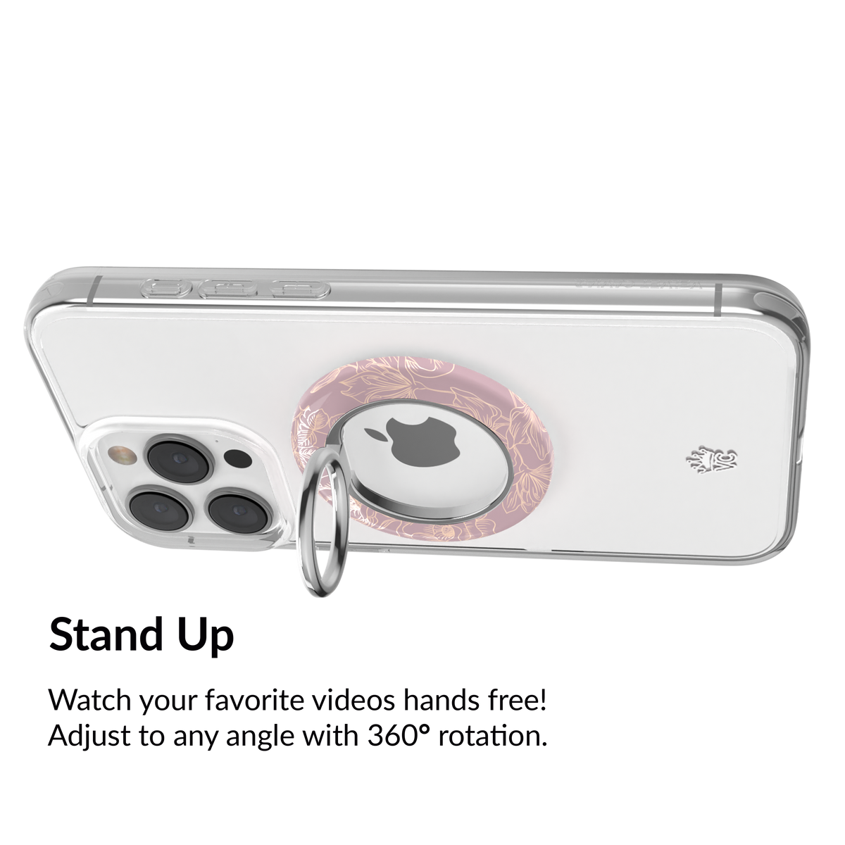 VELVET CAVIAR - Magnetic Phone Ring & Stand - Dusty Rose Chrome Floral