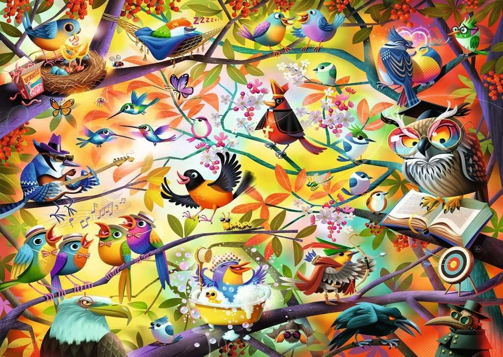 Ravensburger Busy Birdies 1000 Piece Jigsaw Puzzle | Unique Piece Design | Softclick Technology | Ideal Gift for Puzzle Enthusiasts