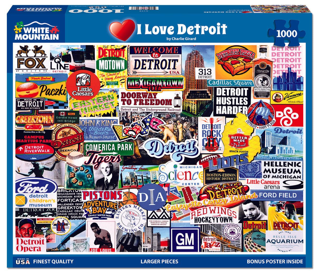 I Love Detroit 1000 piece jigsaw puzzle by White Mountain Puzzles, box image