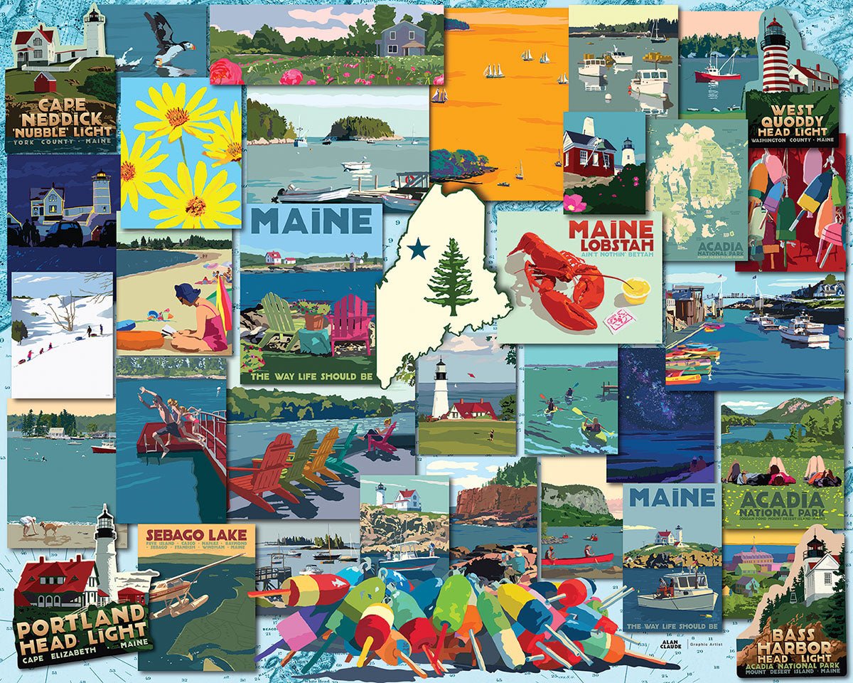 Maine Life 1000 piece jigsaw puzzle by White Mountain Puzzles, completed puzzle image