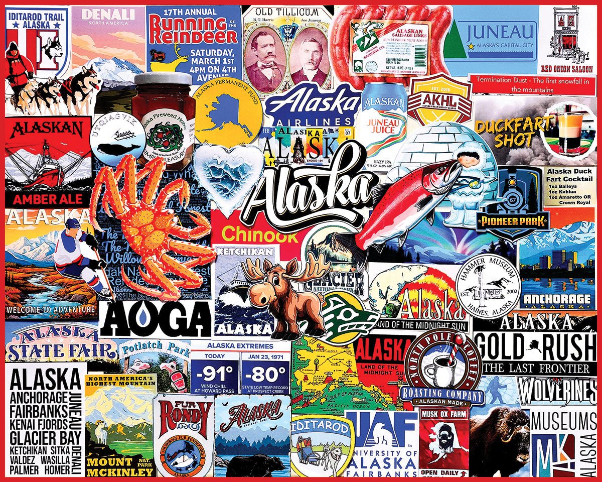 I Love Alaska 1000 piece jigsaw puzzle by White Mountain Puzzles, completed puzzle image