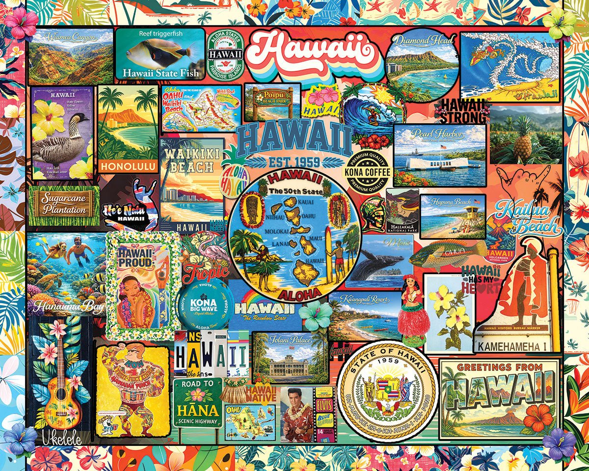 I Love Hawaii 1000 piece jigsaw puzzle by White Mountain Puzzles, completed puzzle image