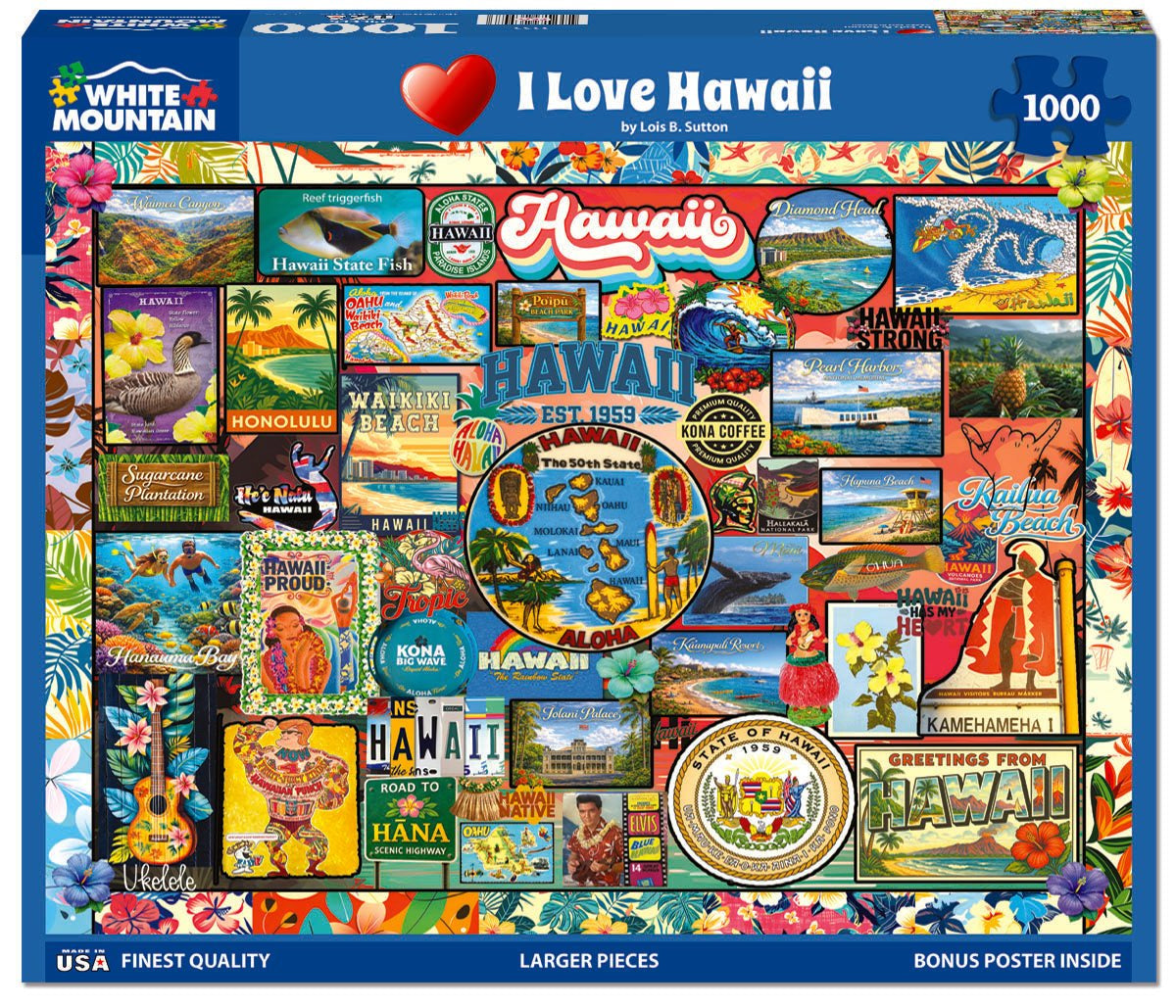 I Love Hawaii 1000 piece jigsaw puzzle by White Mountain Puzzles, box image