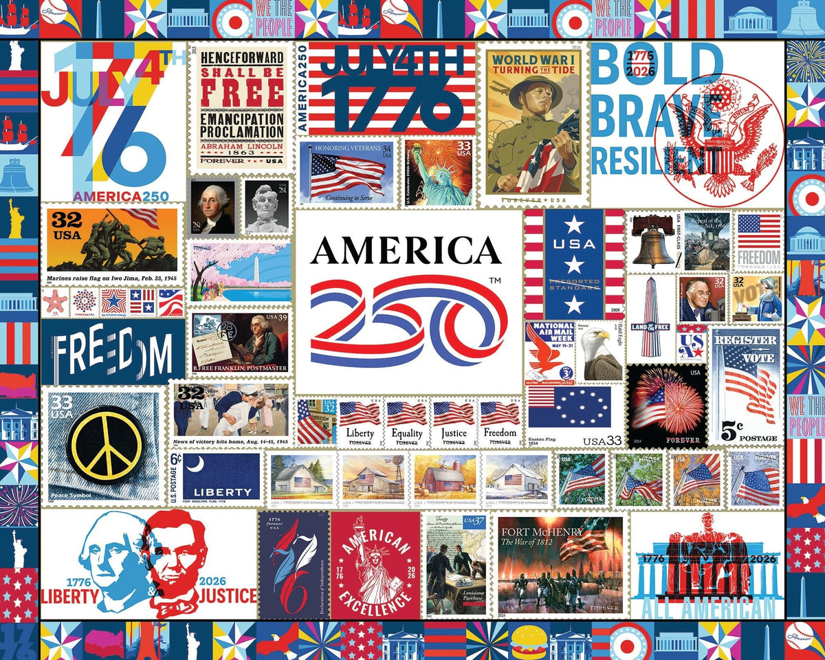 America 250 1000 piece jigsaw puzzle by White Mountain Puzzles, completed puzzle image