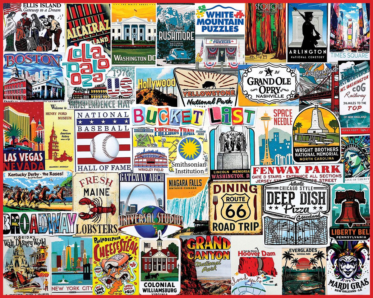 Bucket List 1000 piece jigsaw puzzle by White Mountain Puzzles, completed puzzle image