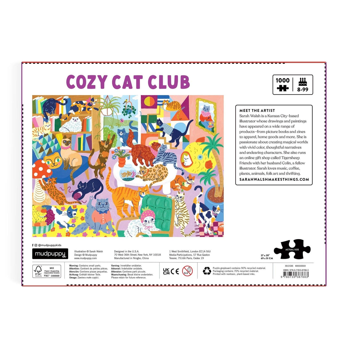Mudpuppy - Cozy Cat Club 1000 Piece Family Puzzle