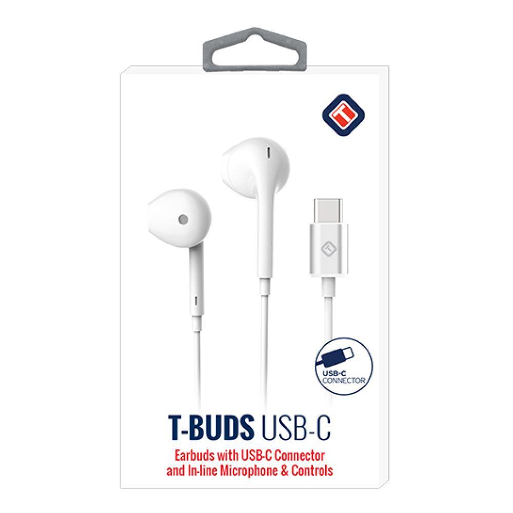 TEKYA T-BUDS USB-C EARBUDS WITH USB TYPE C CONNECTOR AND IN-LINE MIC AND CONTROL