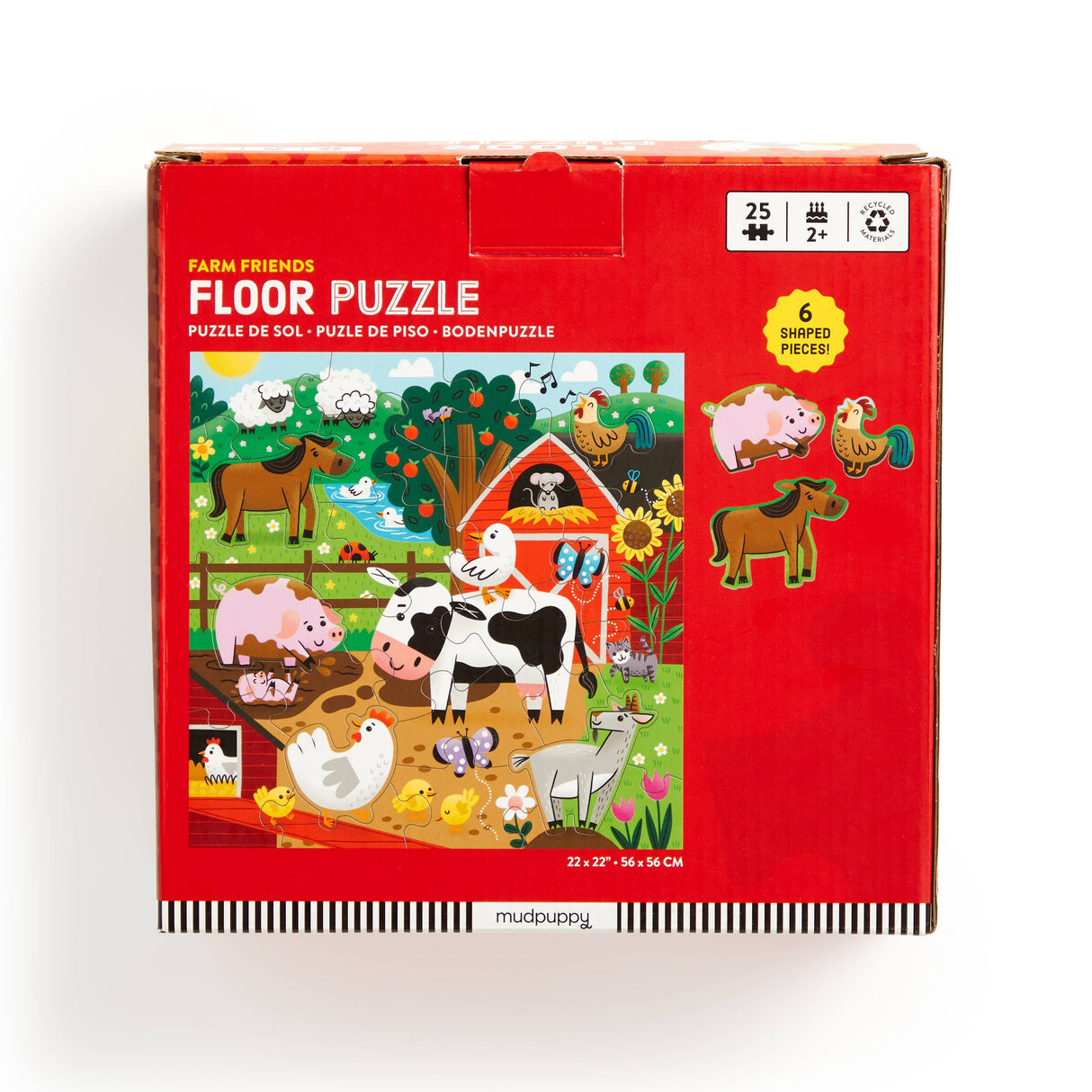 Mudpuppy - Farm Friends 25 Piece Floor Puzzle with Shaped Pieces