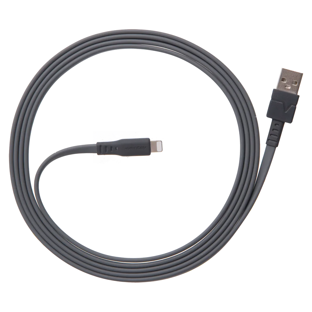 Ventev - Flat USB A to Apple Lightning High Speed Tangle-Free Cable 3.3ft - Gray