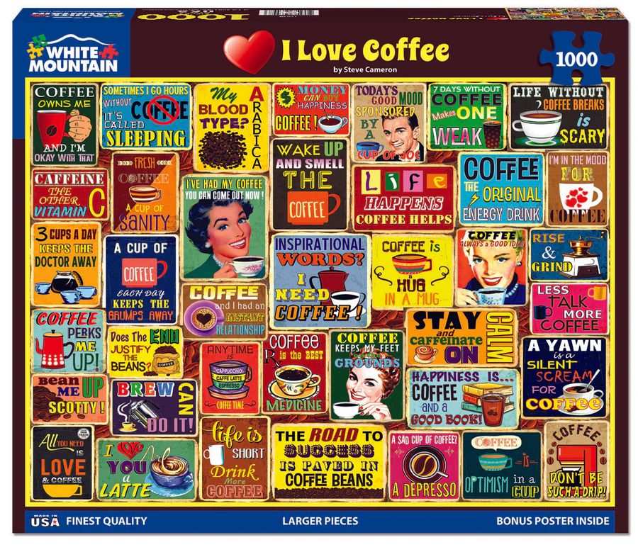 White Mountain Puzzles - I Love Coffee - 1000 Piece Jigsaw Puzzle