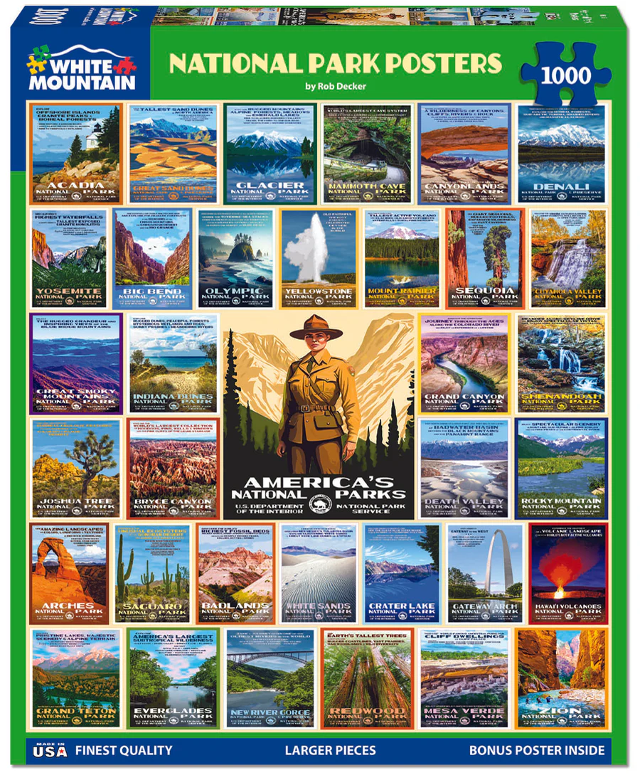 White Mountain Puzzles - National Park Posters - 1000 Piece Jigsaw Puzzle for Adults & Kids - Fun Family Activity