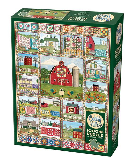Cobble Hill 1000 Piece Puzzle - Quilt Country - Sample Poster Included