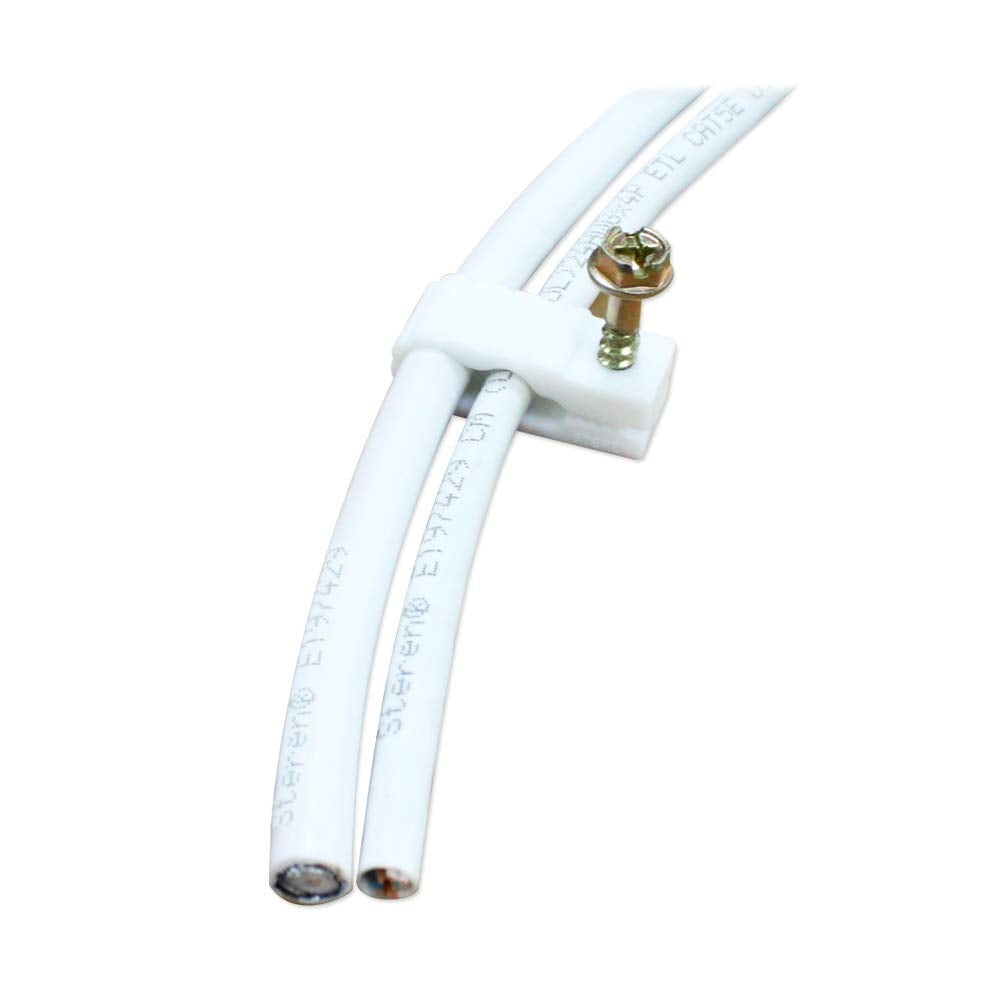 STEREN Coaxial Cable Clips - Cable Holder - Wire Clips - Siding Clips for Hanging - Cord Holder for Desk - Cable Clamps - Cord Clip - Wire Organizer Clips - Tv Mount Screws - White - 10 Pack