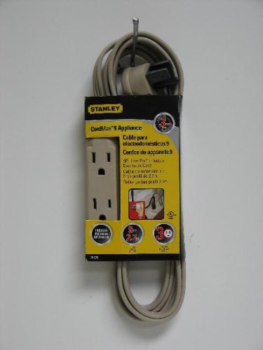 Stanley 31125 CordMax9 Appliance, Grounded 9ft 3-Outlet Low Profile Indoor Extension Cord, Beige