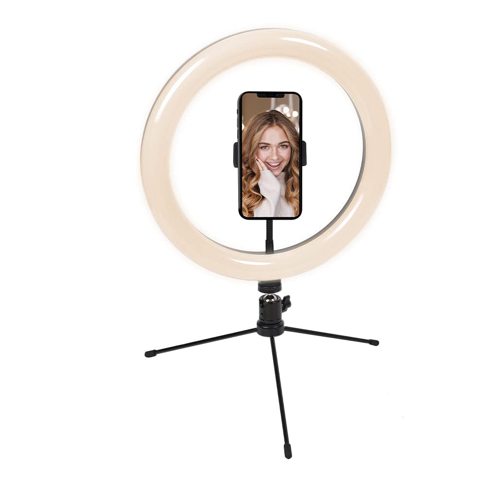 CYGNETT(R) CY3441VCSLR V-Glamour 10-Inch Ring Light with Desktop Tripod and Bluetooth Remote