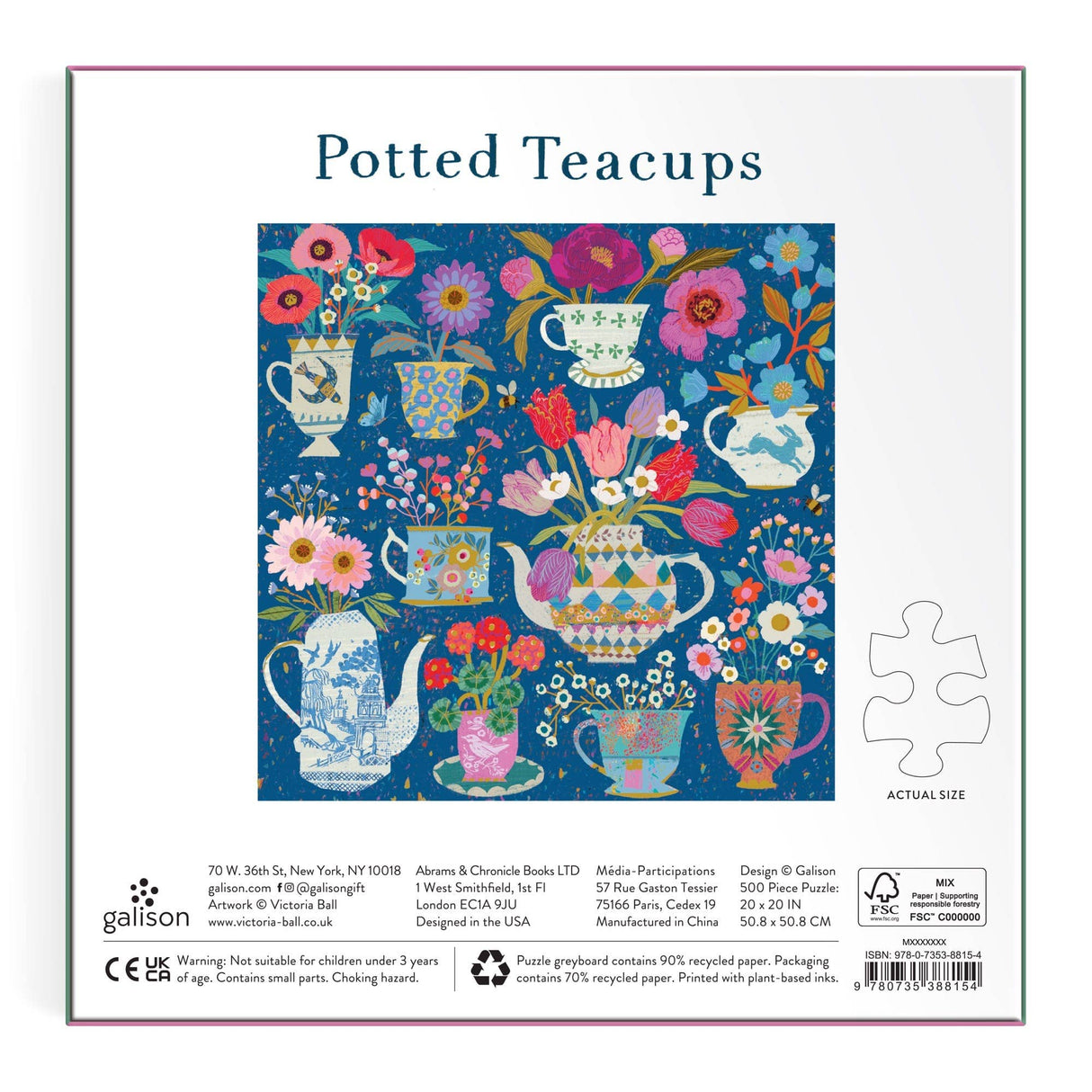 Galison - Victoria Ball Potted Teacups 500 Piece Foil Puzzle
