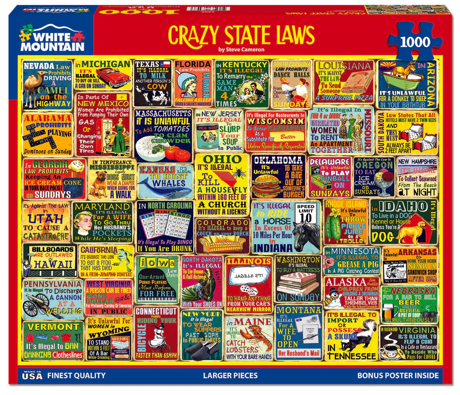 White Mountain Puzzles - Crazy State Laws - 1000 Piece Jigsaw Puzzle
