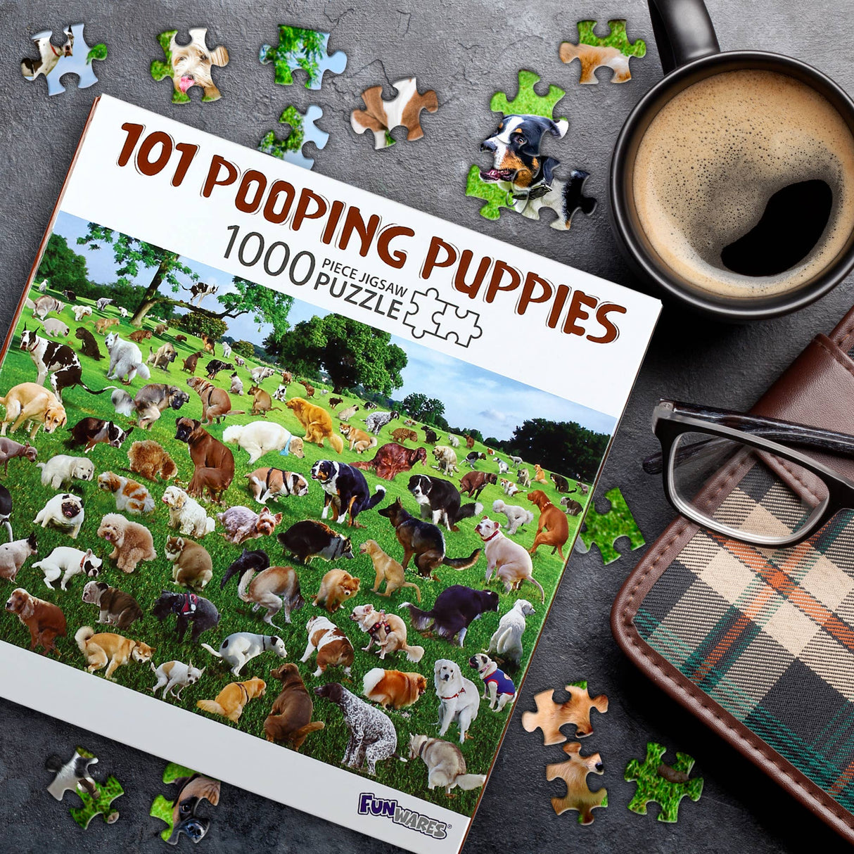 101 Pooping Puppies 1000-Piece Puzzle, Christmas Gift, Gag