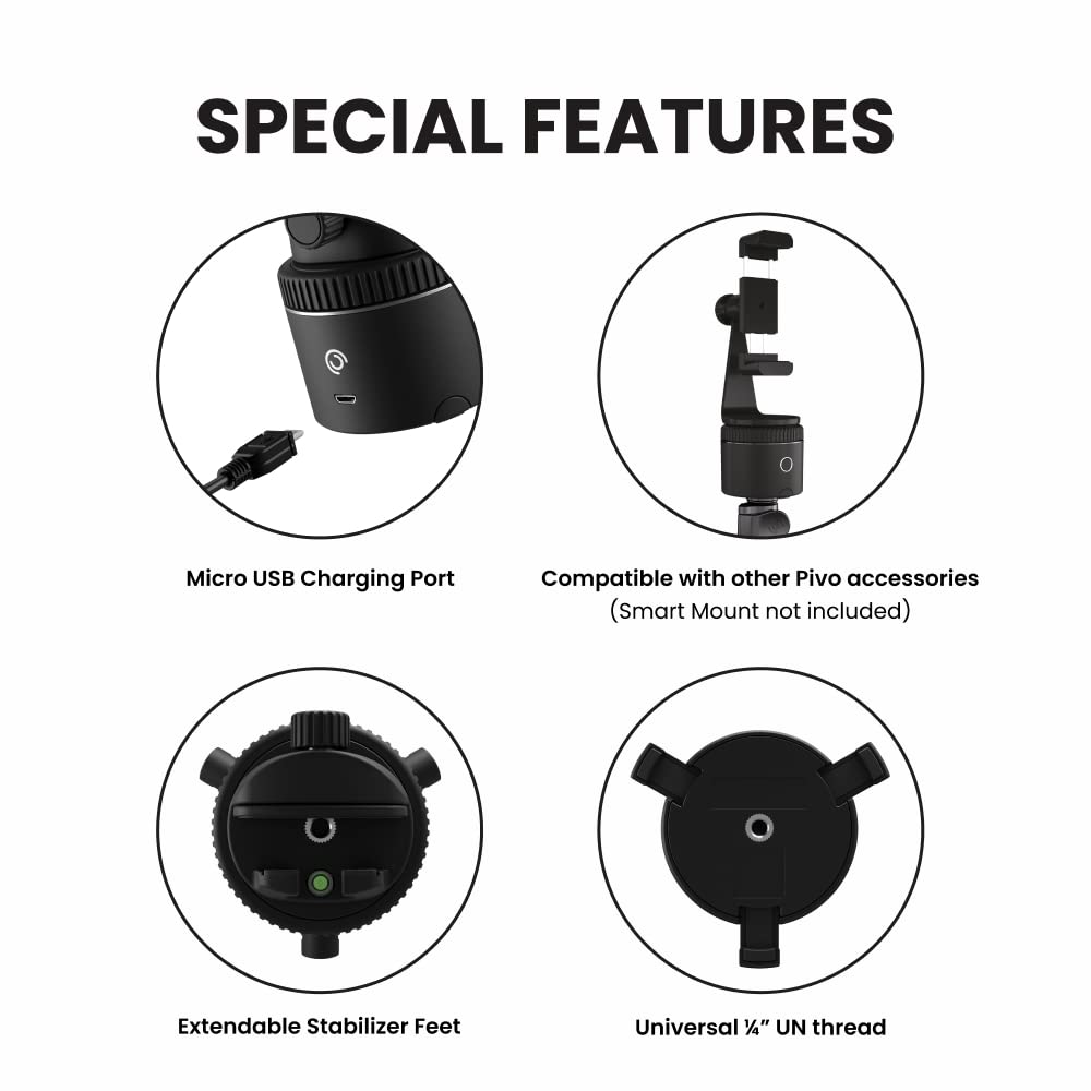 Pivo Pod Auto Face Tracking Phone Holder, 360° Rotation, 6 Speed with Remote Control