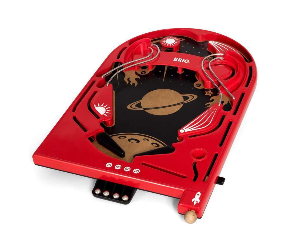 BRIO 34017 Pinball Game - Classic Vintage Arcade Style | Engaging Brain Game for Kids and Adults | Ideal Gift for Ages 6 and Up, Red