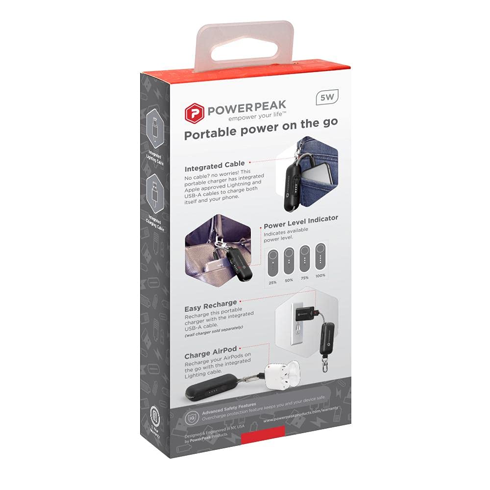 POWERPEAK CLIP ON ULTRA PORTABLE CHARGER WITH INTEGRATED LIG