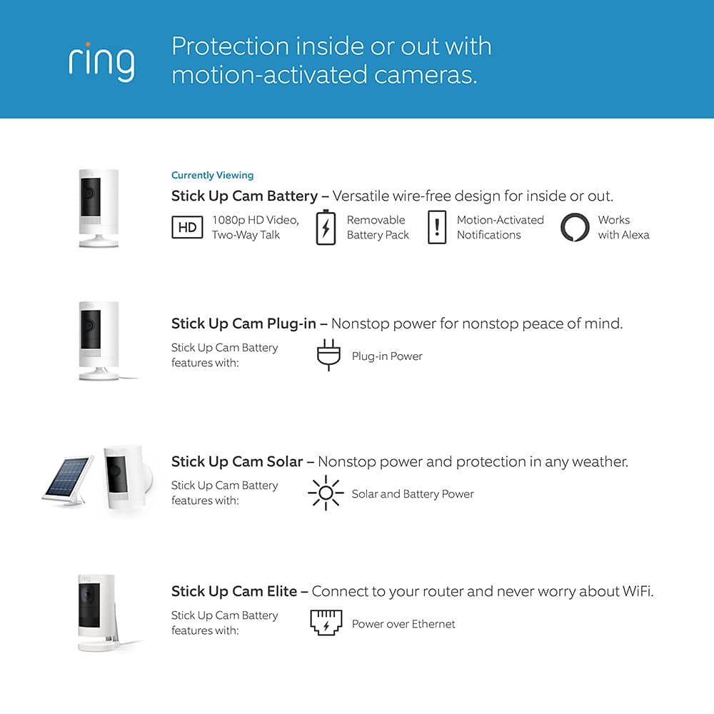 Ring Stick Up Cam Battery HD security camera with custom privacy controls, Simple setup, Works with Alexa - Black