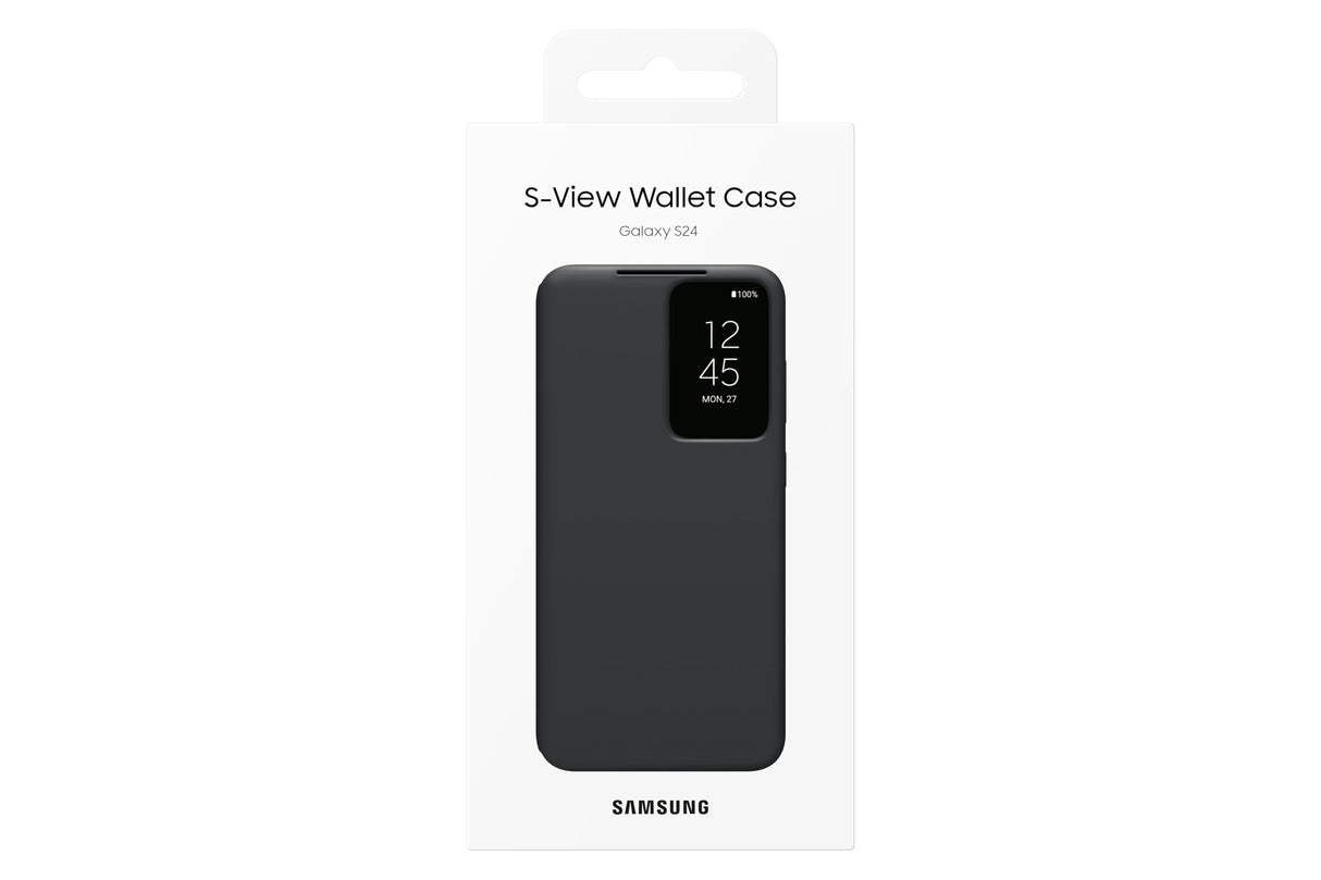 SAMSUNG Galaxy S24 S-View Wallet Phone Case, Protective Cover with Smart Small Screen View, Finger Tap Control, Slim Design, Card Holder Pocket - Black