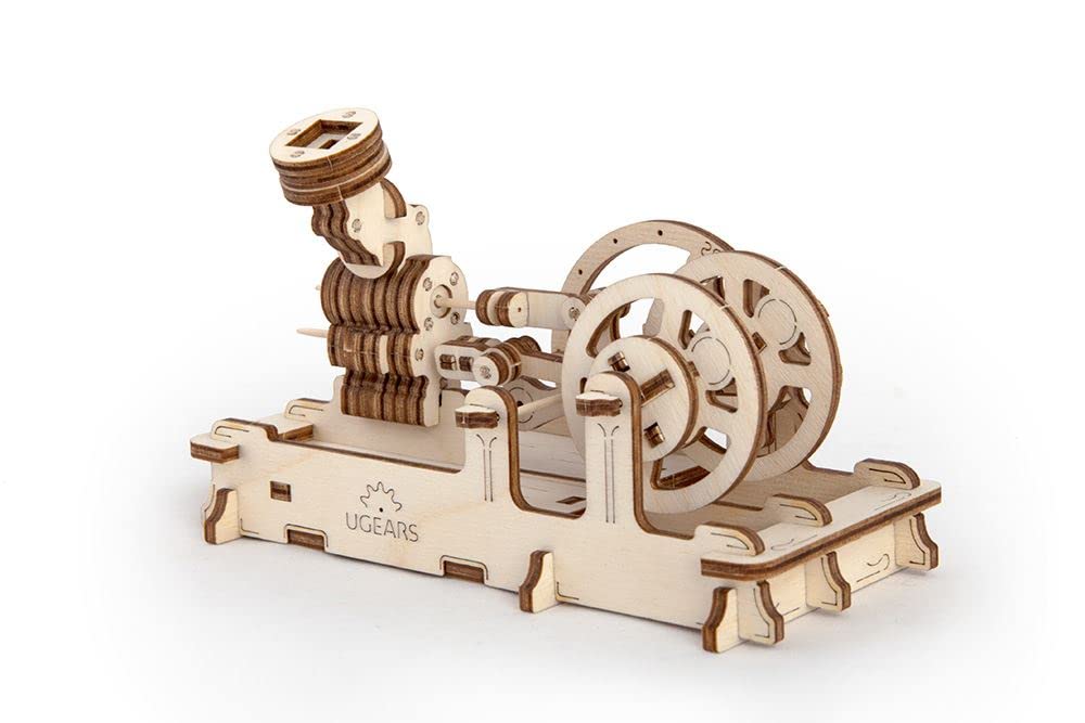 UGEARS Engine 3D Wooden Puzzle Brain Teaser Construction Set for Teens and Adults