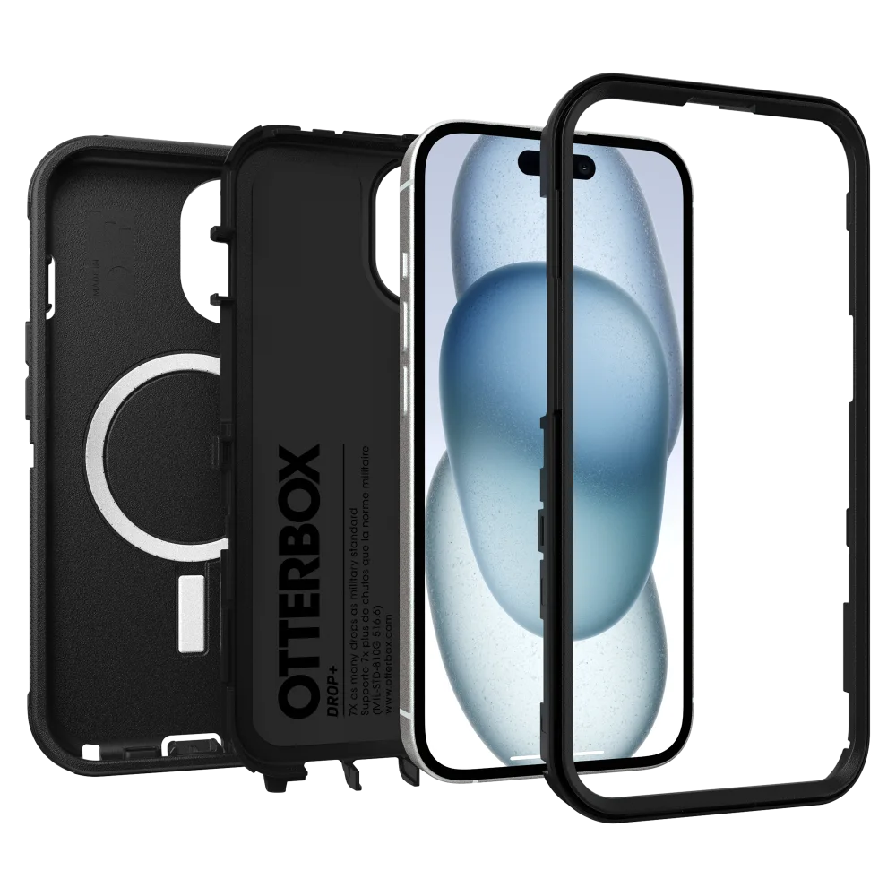 OtterBox - Defender Pro MagSafe Case for Apple iPhone 15 / iPhone 14 / iPhone 13 / iPhone 16e - Black