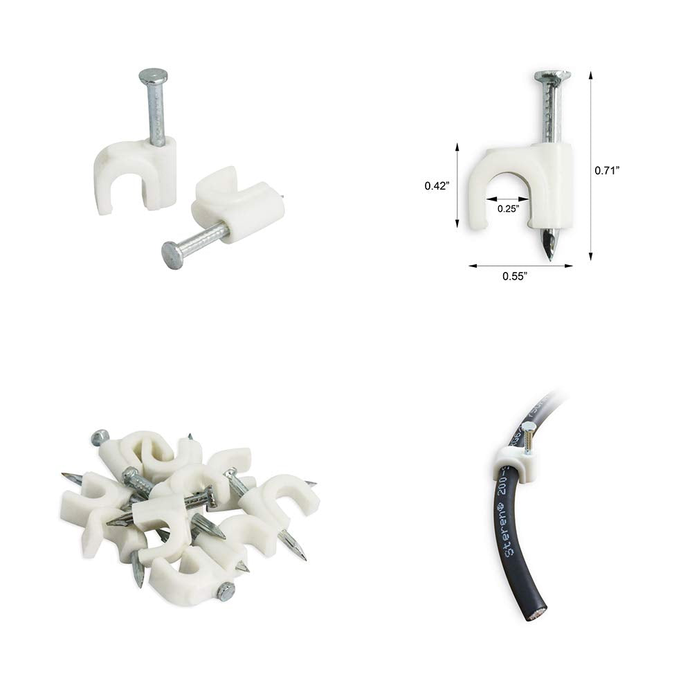 6CT SINGLE RG6 CABLE MOUNTING CLIP WHITE