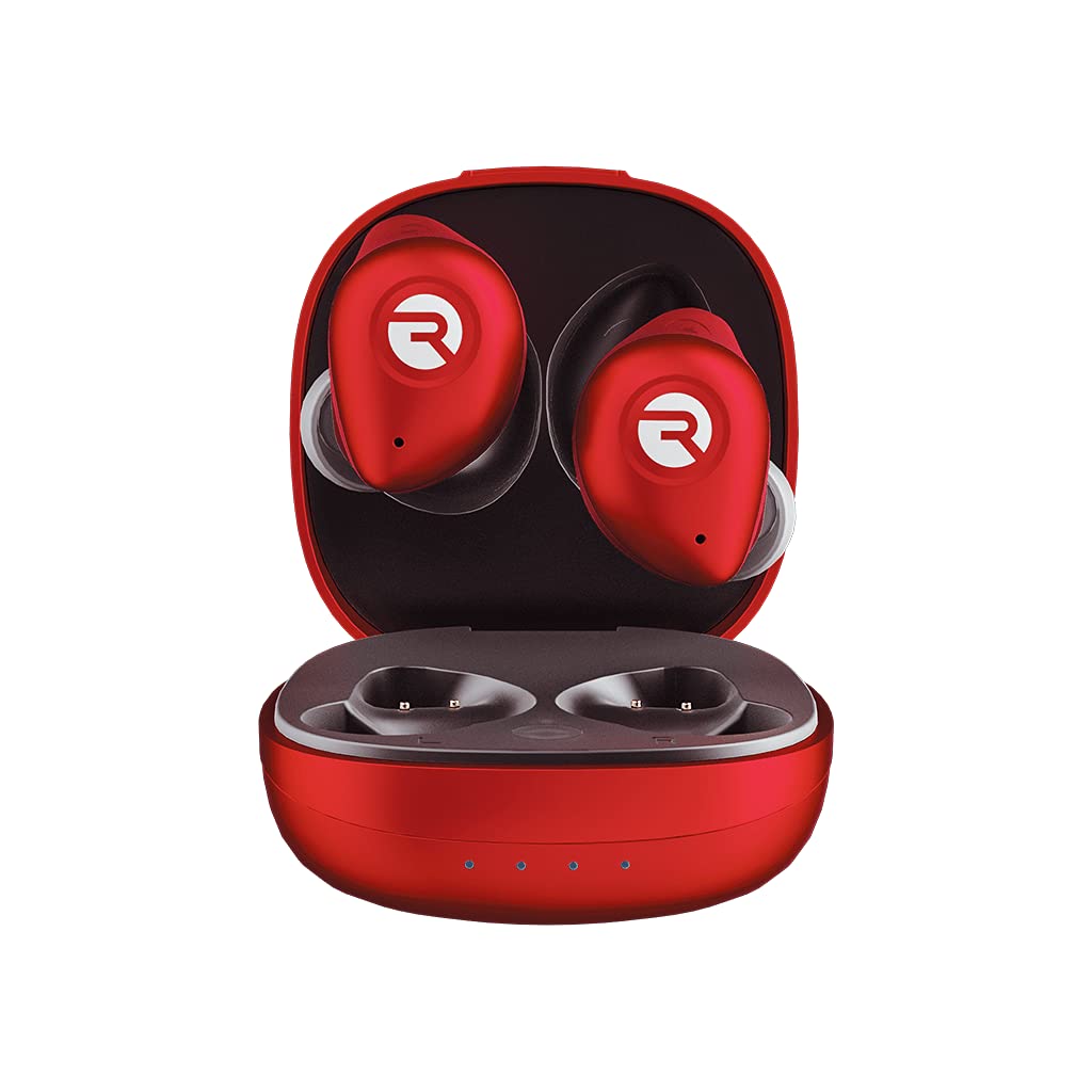 Raycon Fitness Bluetooth True Wireless Earbuds with Built in Mic 54 Hours of Battery IPX7 Waterproof and Charging Case with Talk, Text, and Play Bluetooth 5.2 Portable Sport (Flare Red)