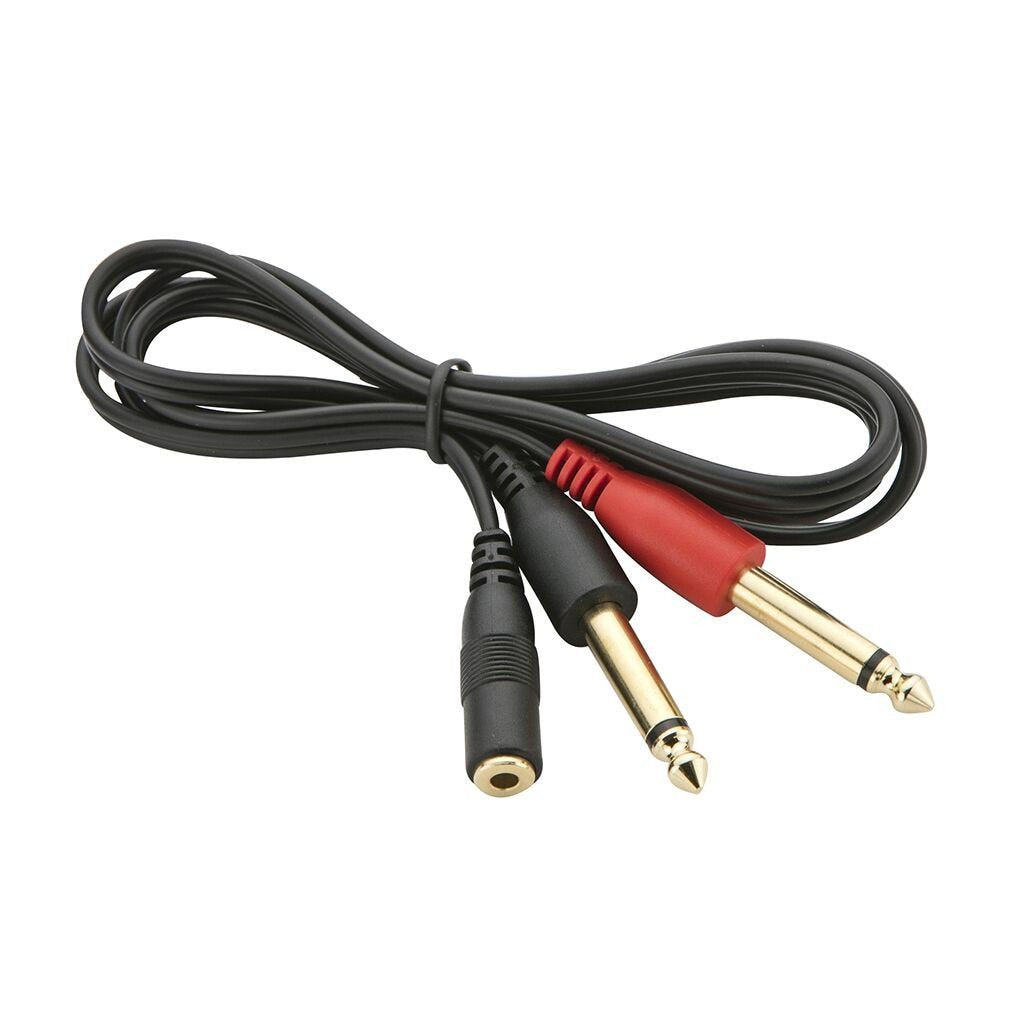 DUAL 1/4-INCH MONO PLUG-TO-1/8-INCH STEREO JACK Y-CABLE