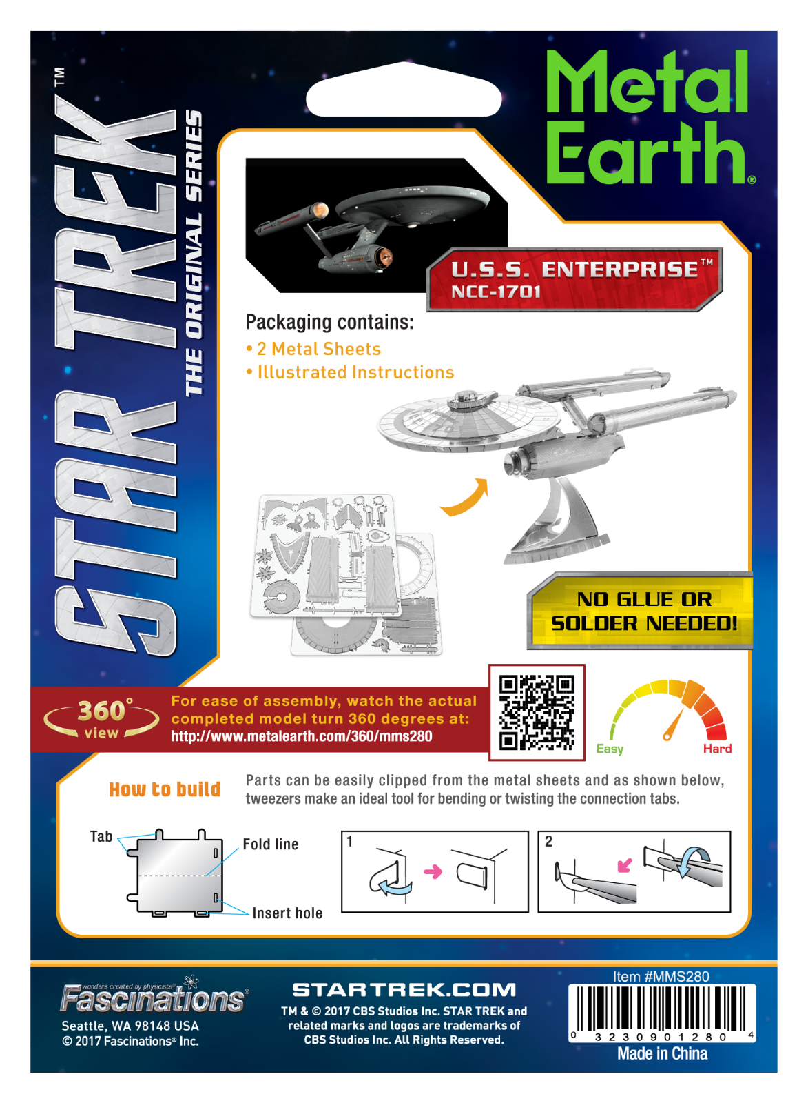 Metal Earth Star Trek USS Enterprise NCC-1701 3D Metal Model Kit Fascinations