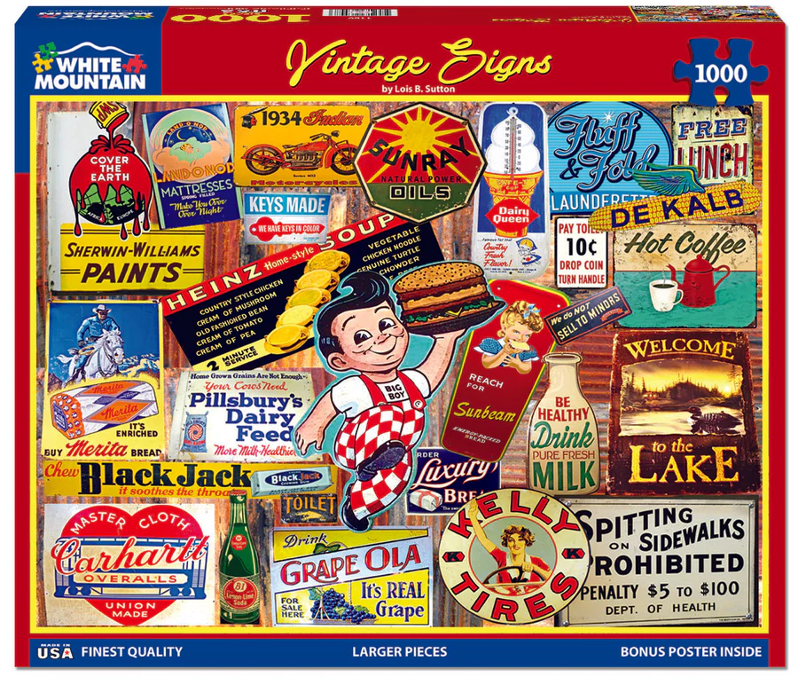 White Mountain Puzzles Vintage Signs - 1000 Piece Jigsaw Puzzle