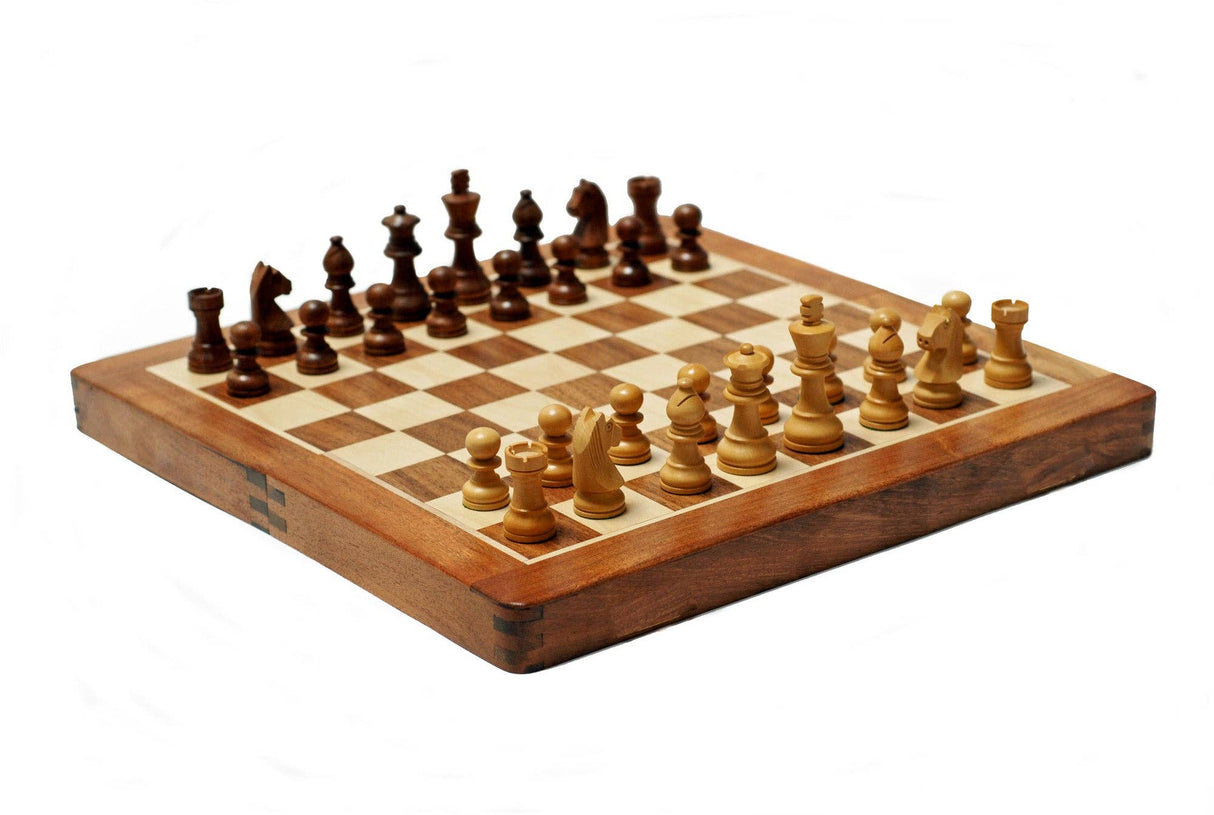 Wood Expressions - Travel Magnetic Wood Folding Chess Set, 12 inches