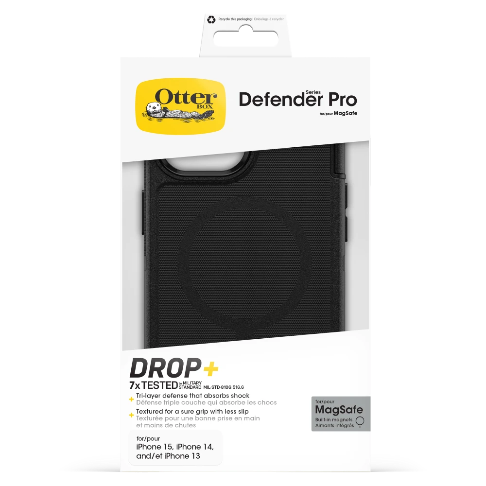 OtterBox - Defender Pro MagSafe Case for Apple iPhone 15 / iPhone 14 / iPhone 13 / iPhone 16e - Black