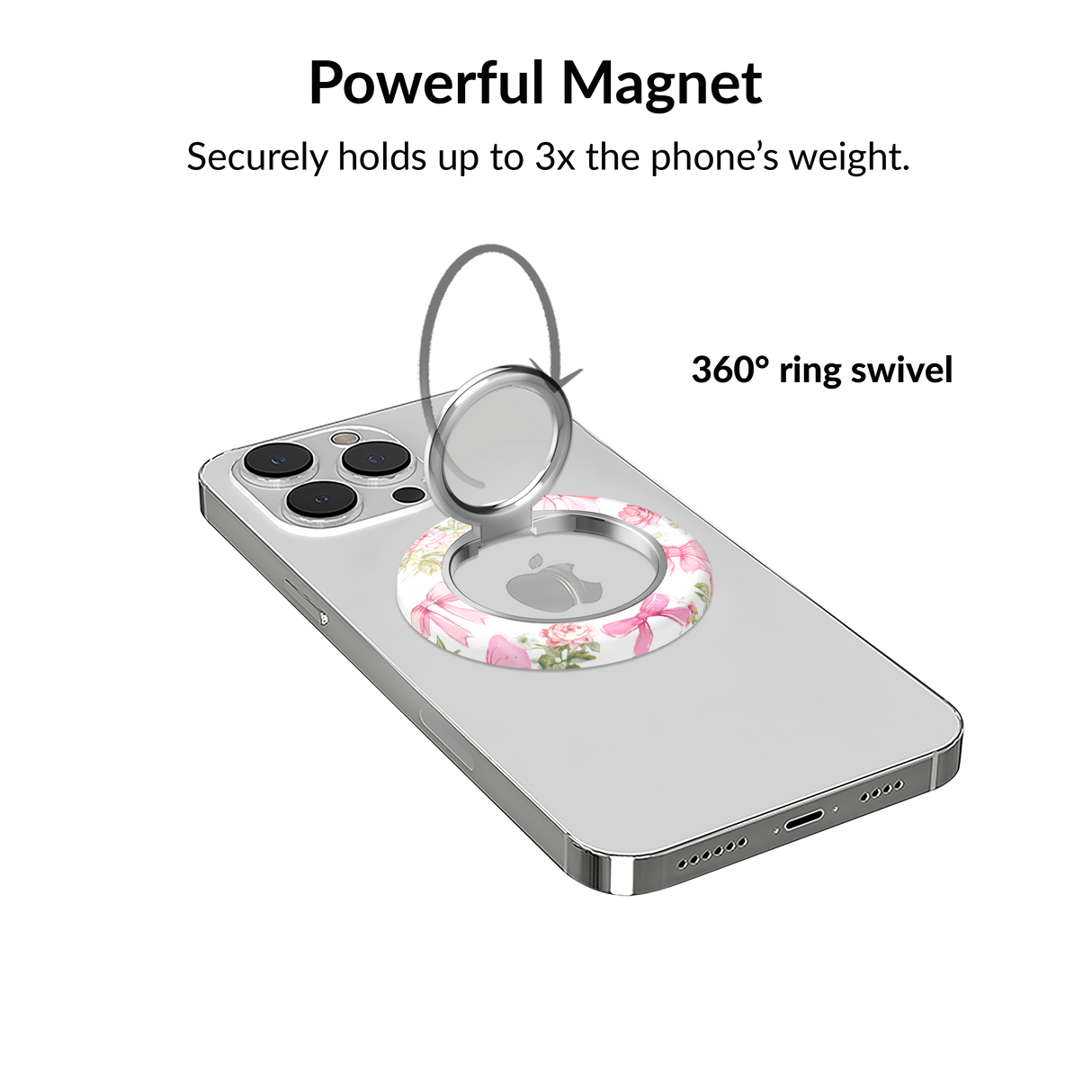 VELVET CAVIAR - Magnetic Phone Ring & Stand - Posie Pink Bow