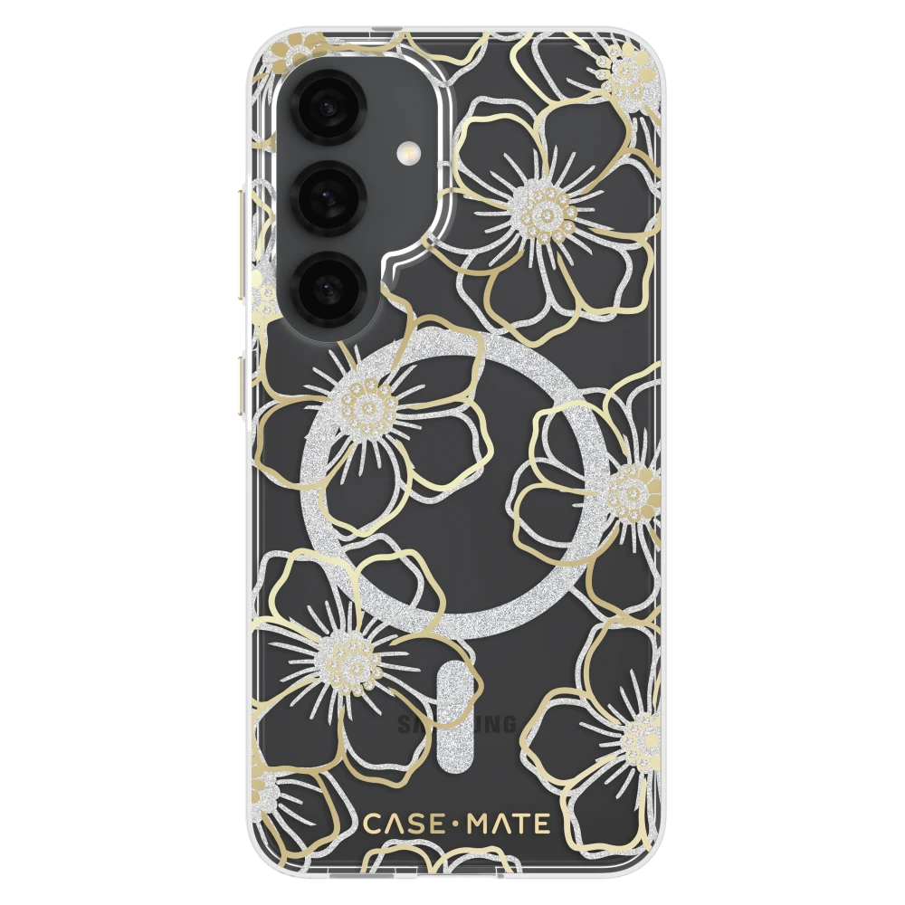 Case-Mate - Floral Gems Case with Magnet for Samsung Galaxy S25 - Gold
