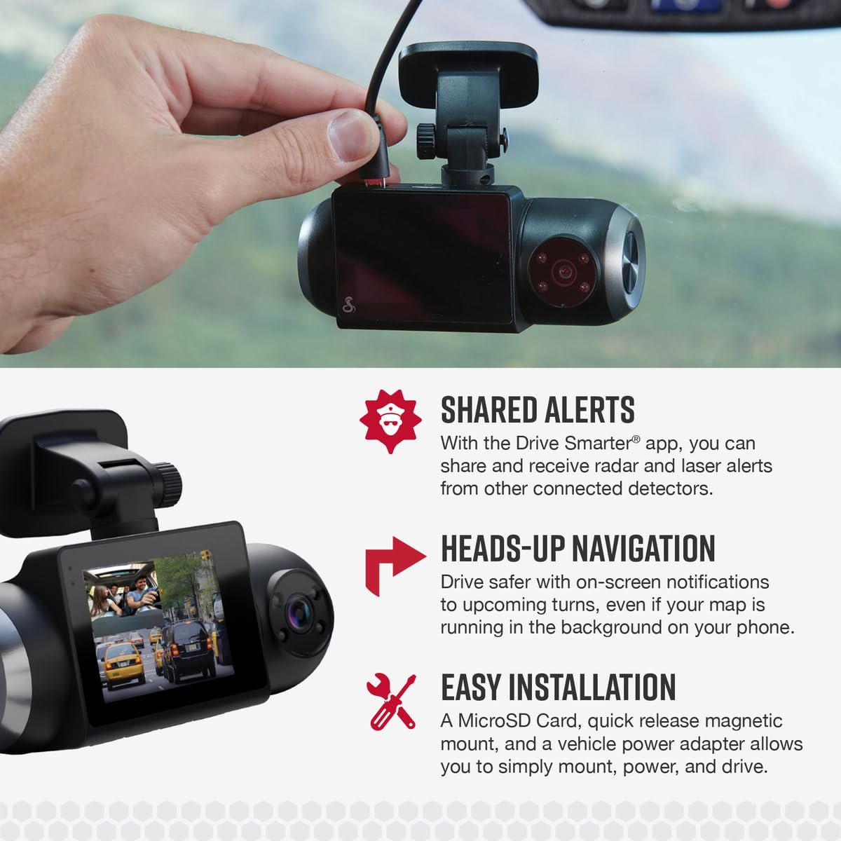 Cobra Smart Dash Cam with Interior Cam (SC 201) - Full HD 1080P Resolution